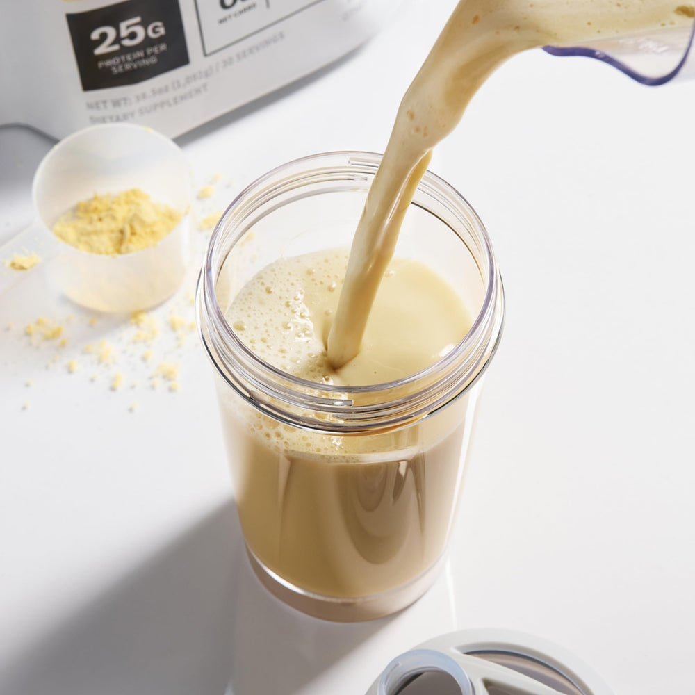 NOBULL Plant-Based Protein vanilla mix in shaker with smooth texture
