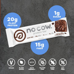 No Cow low-sugar high-fiber snack bar supports digestion and fullness.
