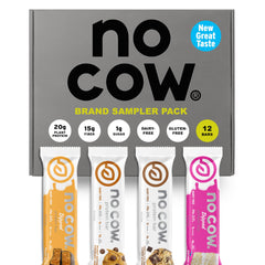 No Cow vegan protein bars pack-12: convenient plant-based snack for on-the-go energy.