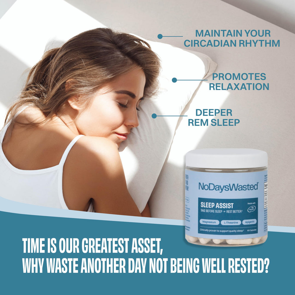 No Days Wasted Rest Assist vegan-friendly label and packaging.