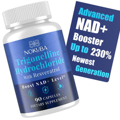 Nokuba NAD supplement bottle front showing packaging for NAD+ support