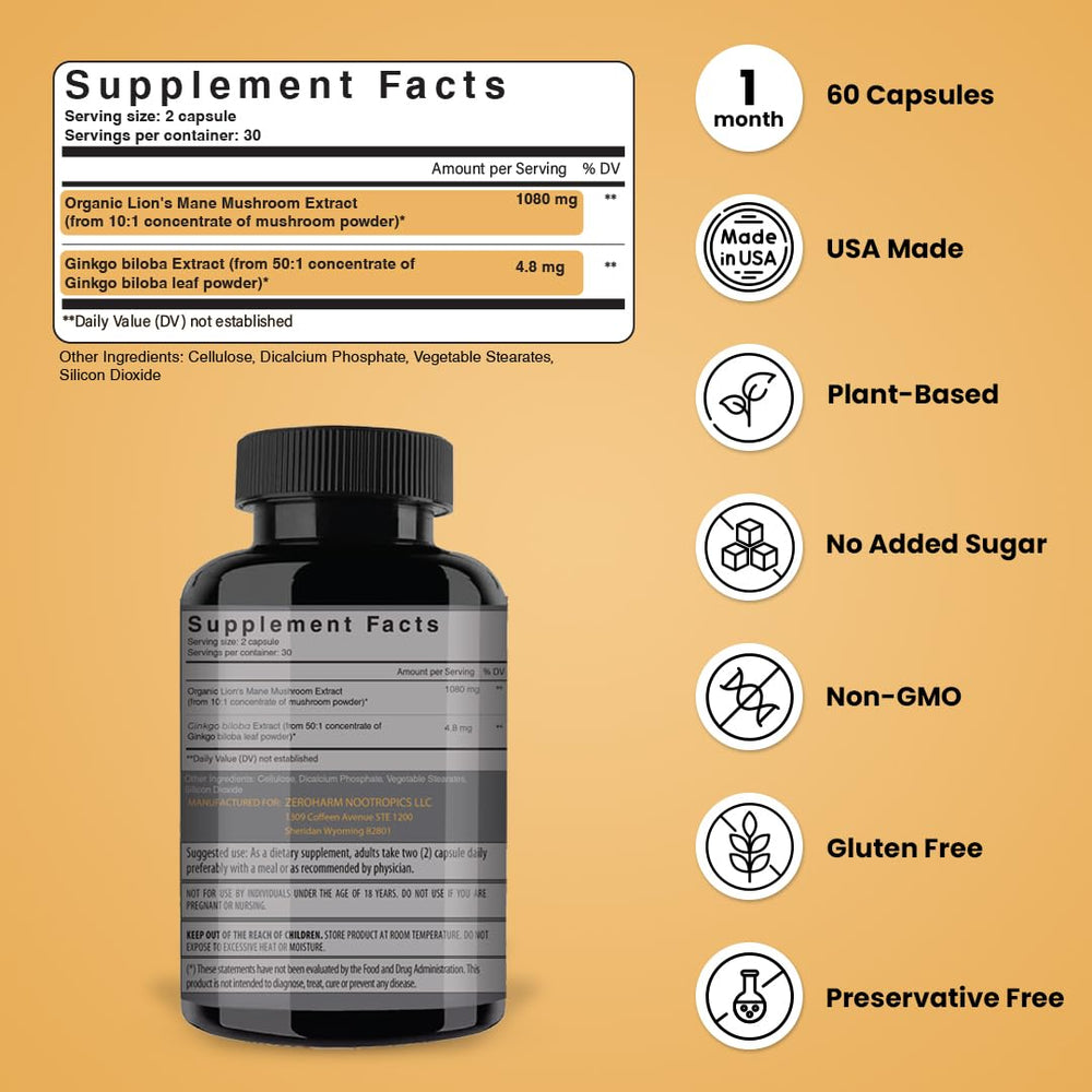NooMost Lions Mane capsules sealed container representing a two-month supply.