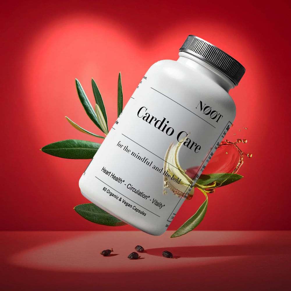 NØØT Cardio Care packaging on shelf emphasizes 60 capsules for daily use.