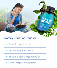 Nootrix Brain Boost gingko biloba label emphasizing antioxidant-rich cognitive wellness.
