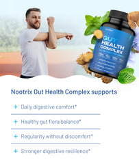 Nootrix Health Complex capsules close-up showcasing probiotic capsules for gut balance