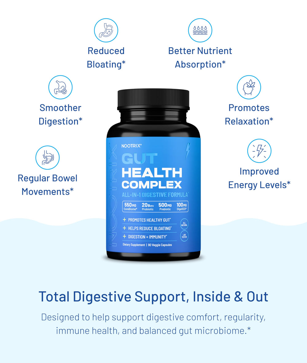 Nootrix Health Complex Corebiome postbiotics graphic suggesting gut barrier support