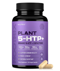 Nootrix Organic 5HTP Plus bottle promotes restful sleep and daytime focus.