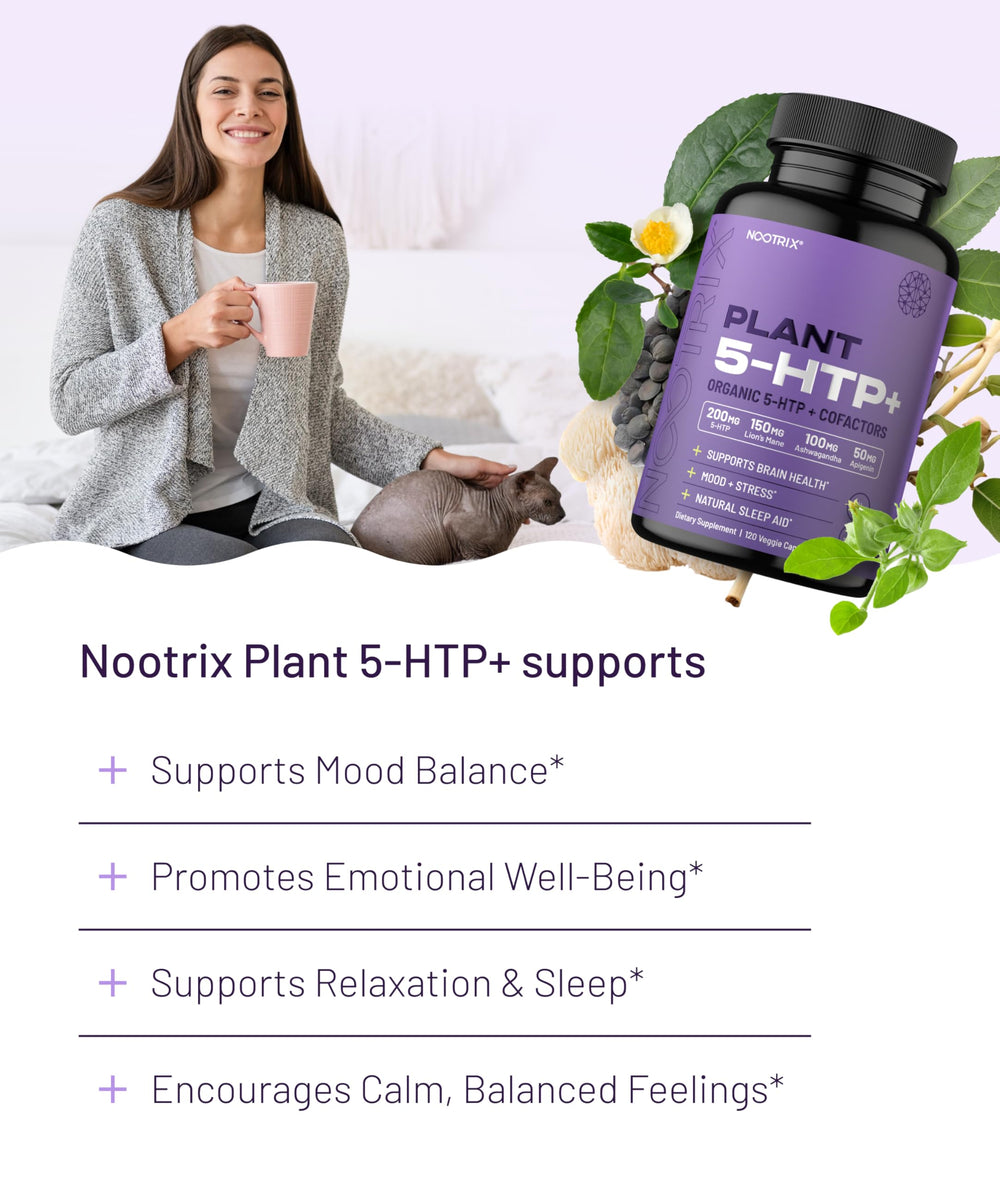 Nootrix Organic 5HTP Plus label shows organic Griffonia ingredients.