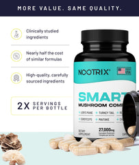 Nootrix Smart Mushrooms 20:1 extract indicates high-potency beta-glucans.