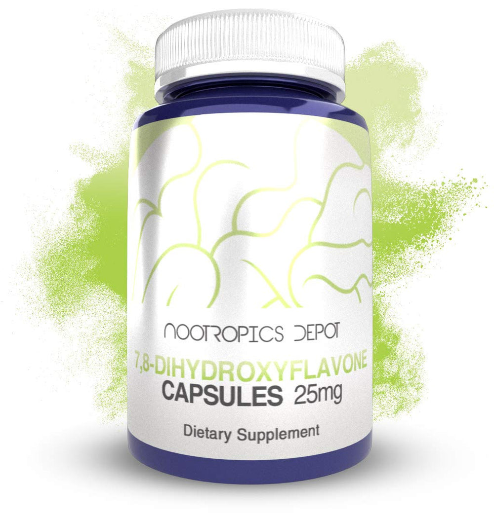 Nootropics Depot 7,8-DHF capsules on desk for daily cognitive support.