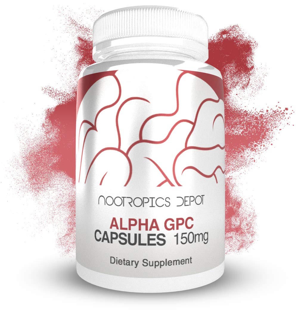 Nootropics Depot Alpha GPC label close-up showing purity and potency