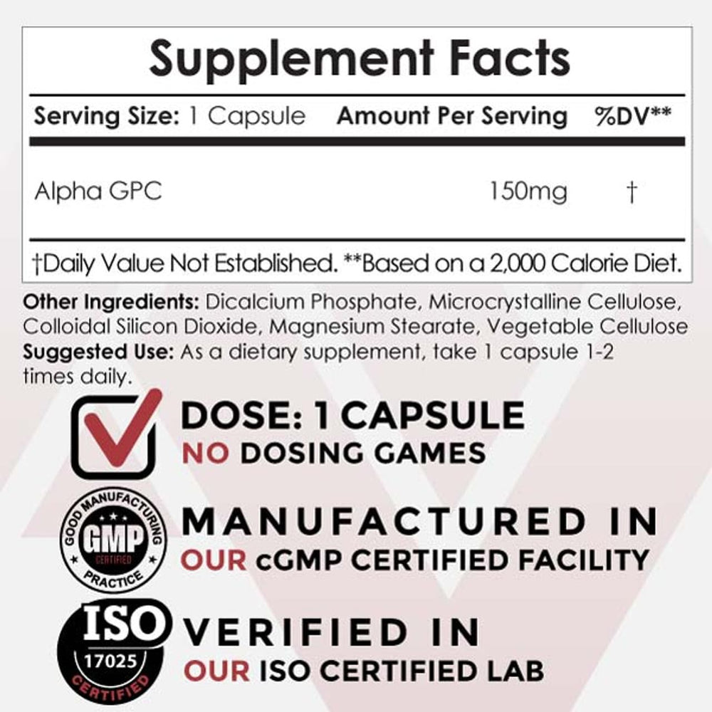 Nootropics Depot Alpha GPC packaging box displaying 180-count supply