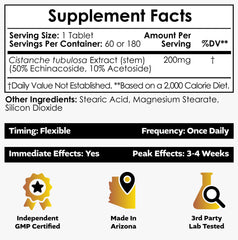 Nootropics Depot cistanche ingredients panel highlights echinacoside and verbascoside.