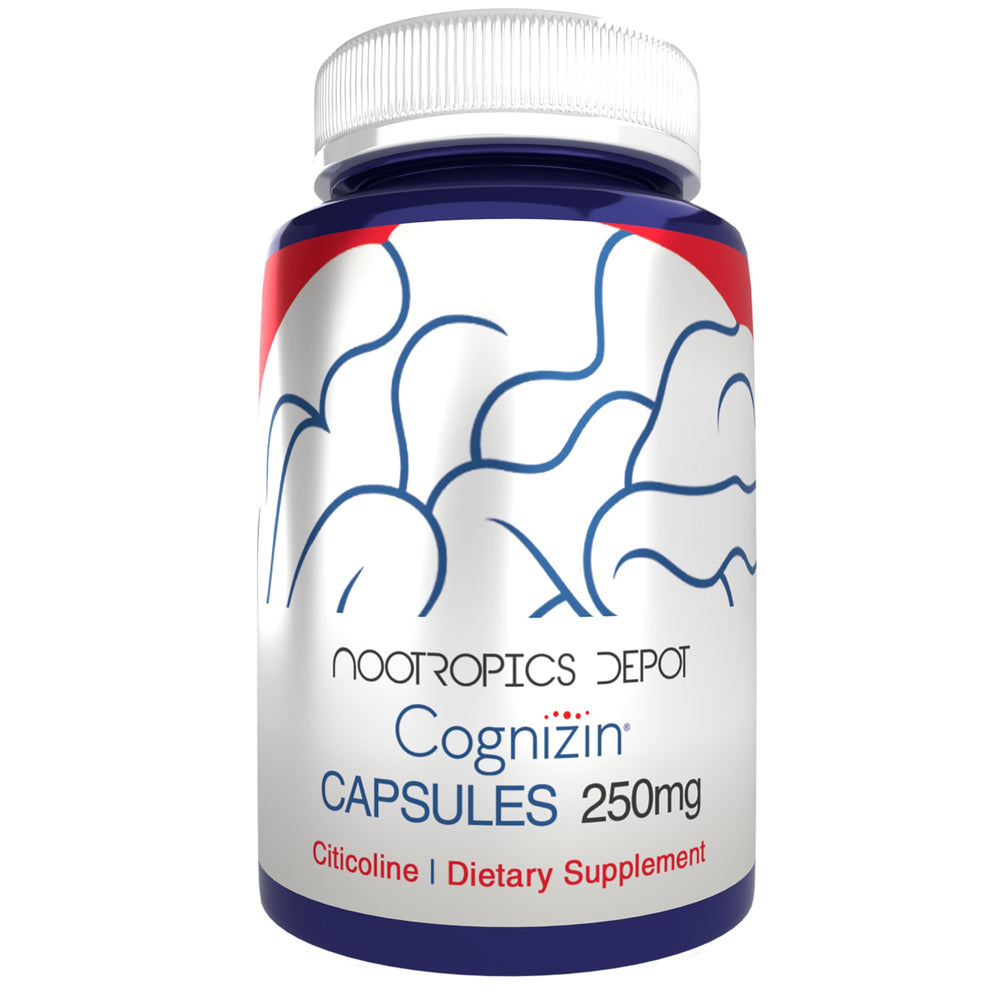 Nootropics Depot Cognizin capsules in bottle for memory support