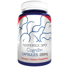 Nootropics Depot Cognizin capsules in bottle for memory support