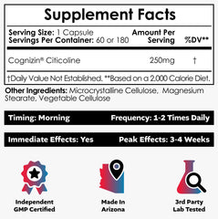 Cognizin Citicoline capsules bottle with label for cognitive clarity