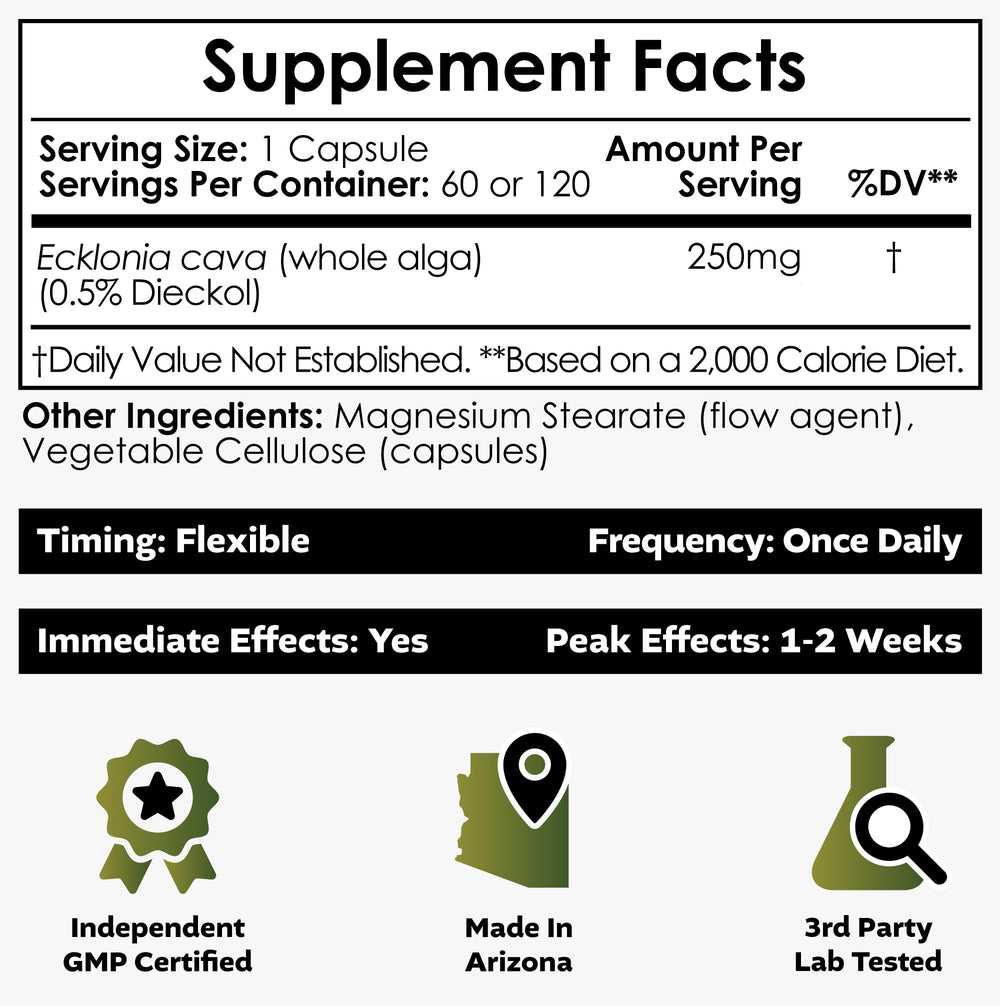 Nootropics Depot Ecklonia Cava capsules packaging detail emphasizing authenticity.
