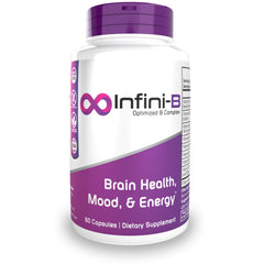Nootropics Depot Infini-B Advanced B-Complex bottle for daily cognitive support.