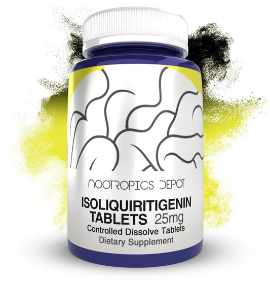 Nootropics Depot isoliquiritigenin tablets bottle for mood and focus support.
