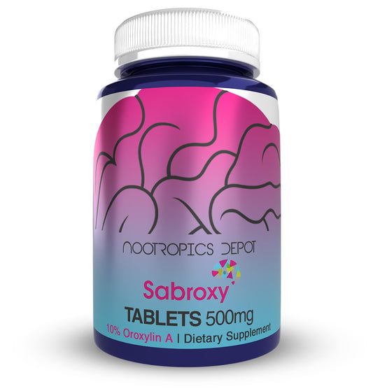 Nootropics Depot Sabroxy tablets front view for focused supplementation