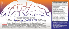 Nootropics Depot Synapsa Bacopa label close-up highlighting standardized whole plant extract for memory support.