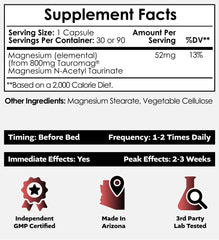 Nootropics Depot Tauromag bottle label closeup highlighting enhanced bioavailability