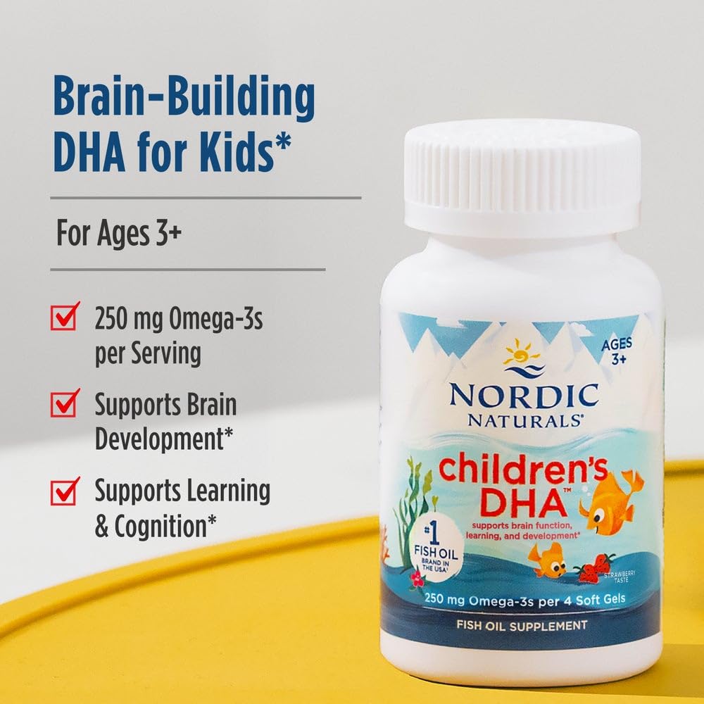 Nordic Naturals Children's DHA strawberry flavor on chewables for kids