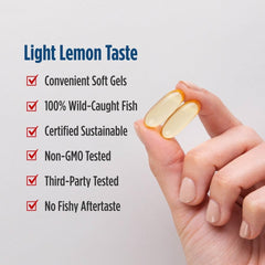 Nordic Naturals EPA Xtra lemon soft gels packaging box communicates eco-friendly ethics and third-party testing.