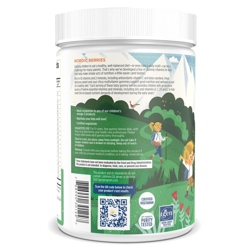 Nordic Naturals Nordic Berries Citrus serving spoon shows easy daily dosage for families.