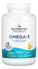 Nordic Naturals Omega-3 Lemon soft gels in bottle for convenient daily serving
