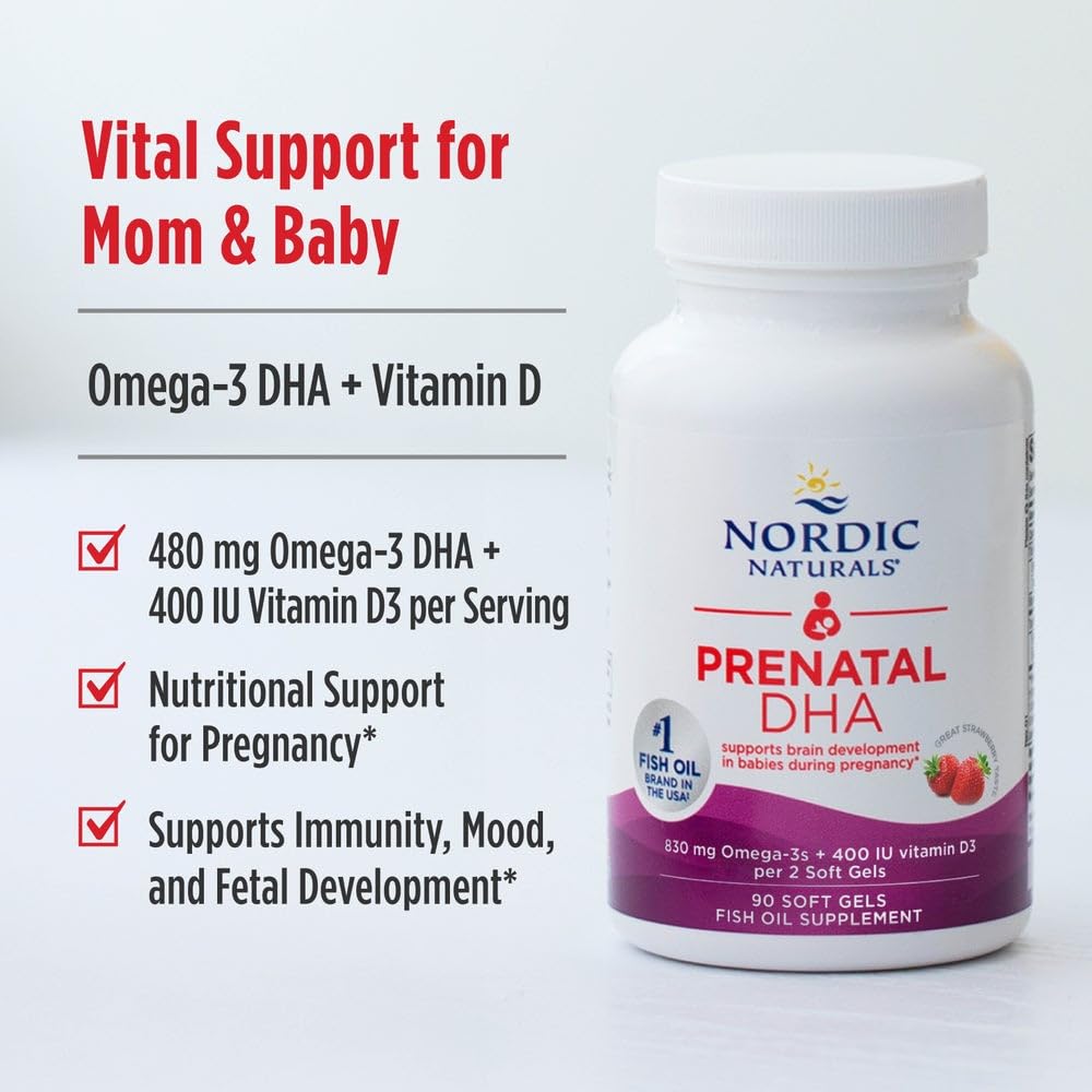 Nordic Naturals Prenatal DHA baby brain development illustration hints future cognitive support.