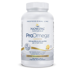 Nordic Naturals ProOmega lemon bottle displaying high-potency omega-3 for daily heart and brain support
