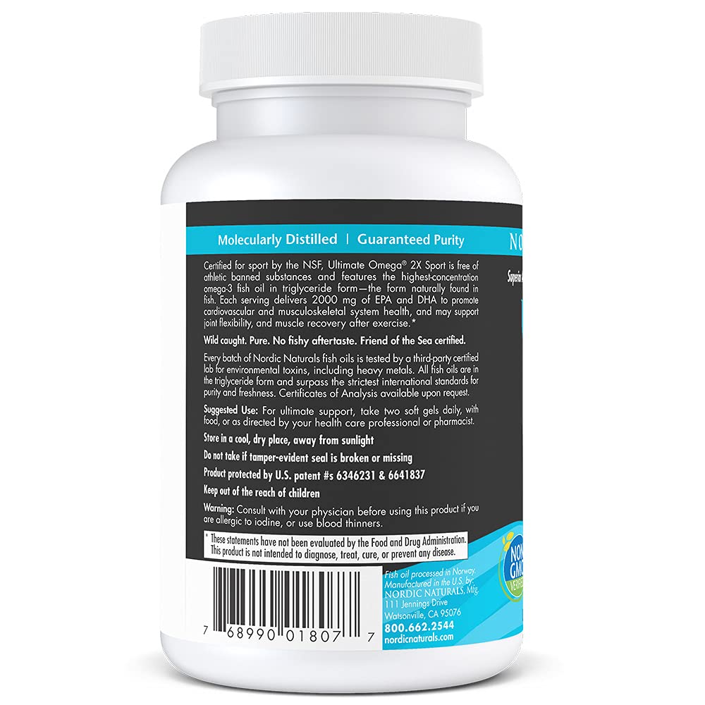 Nordic Naturals Ultimate Omega Sport 2X NSF certification logo signals sport-grade quality