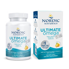 Nordic Naturals Ultimate Omega Xtra lemon bottle on shelf for daily omega‑3 support