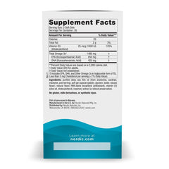 Close-up of Nordic Naturals Ultimate Omega Xtra lemon softgels for easy swallowing