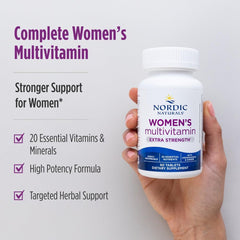Nordic Naturals Women’s Multivitamin Extra Strength sealed cap emphasizes freshness.