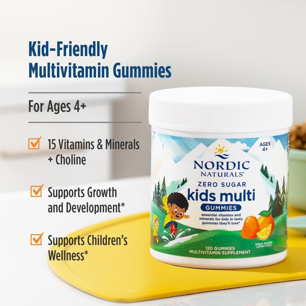 Gluten-free and dairy-free Nordic Naturals Zero Sugar Kids Multi Gummies