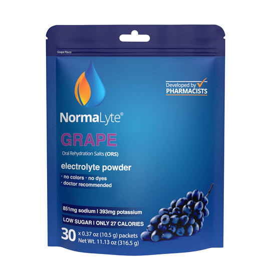 NormaLyte Grape packets front view for on-the-go hydration.