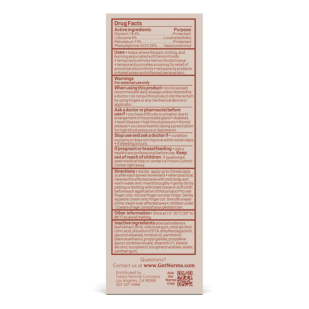 Norms hemorrhoid care usage setup with tube and wipes