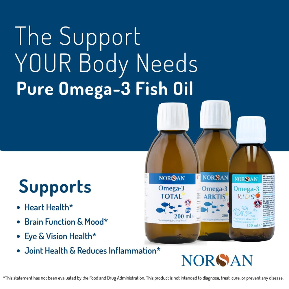 Orange-flavor pour from NORSAN Fisk Kids, ideal for tasty daily omega-3.