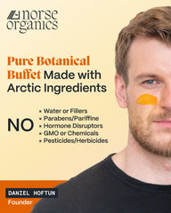Norse Organics Pimple Scars Balm 2.0 packaging with natural Arctic herbs