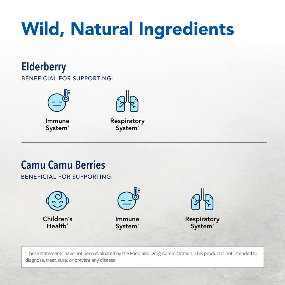 North American Herb & Spice elderberry and camu camu ingredients displayed together.