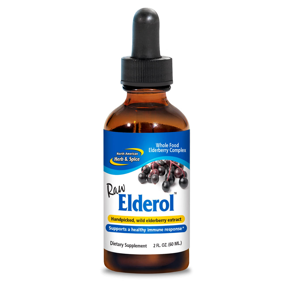 Elderol bottle shows elderberry extract for daily immune support.