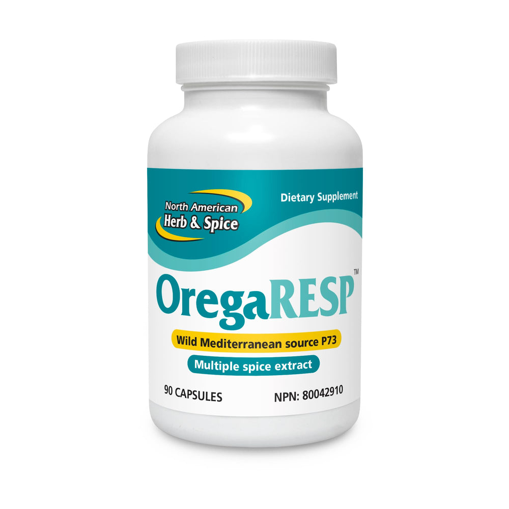 OregaResp bottle with capsules for convenient daily use.