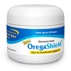 OregaShield bottle with beeswax base for skin support.