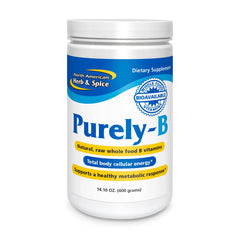 North American Herb & Spice Purely-B bottle with label highlighting natural B complex.