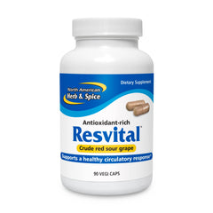 Resvital bottle by North American Herb & Spice with natural whole-food capsules for circulatory support.