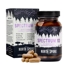 North Spore Spectrum 10 capsules bottle showing daily wellness support.