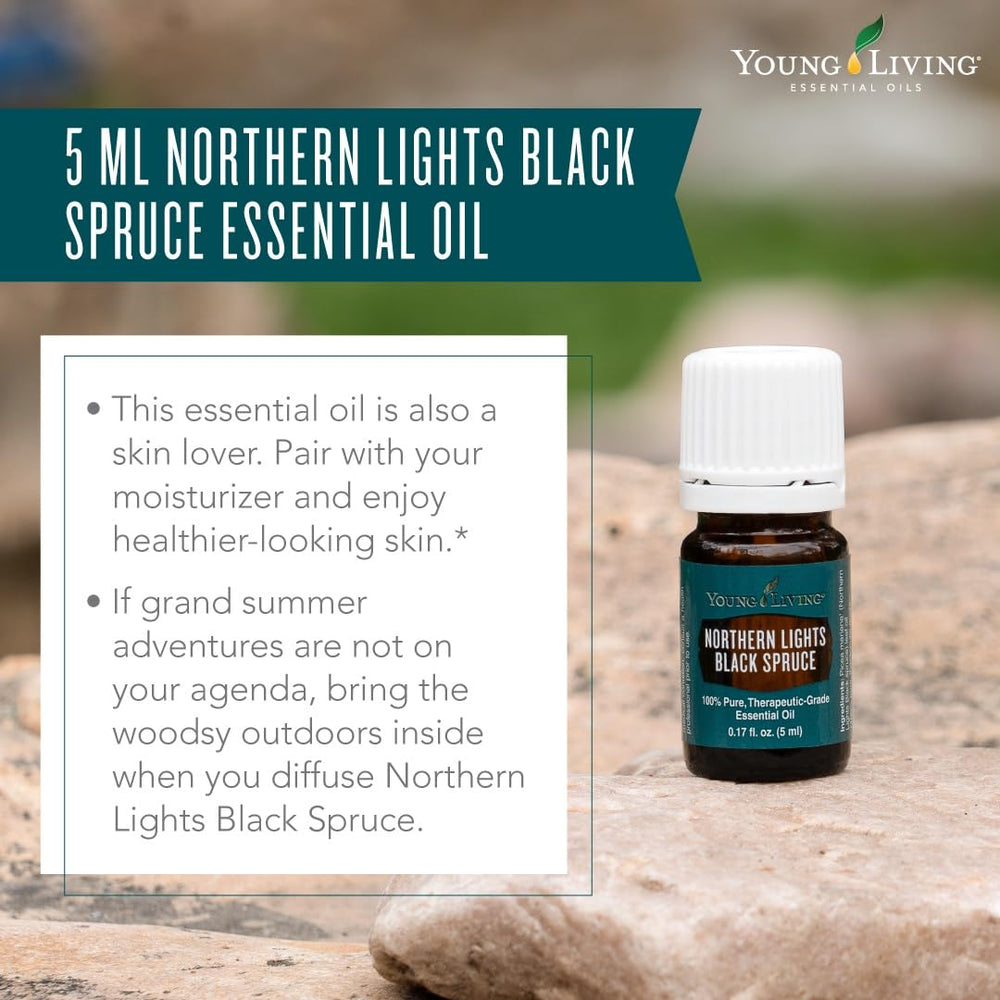 Northern Black Spruce oil on palm for gentle muscle soothing.