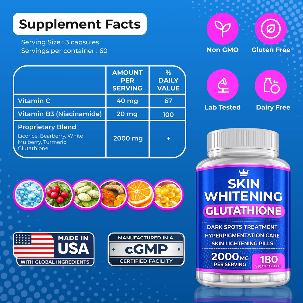 Northern Crown Cosmetics Glutathione pills 180 capsules on label